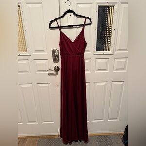 Lulu's Deep Red Maxi Dress with Spaghetti Straps